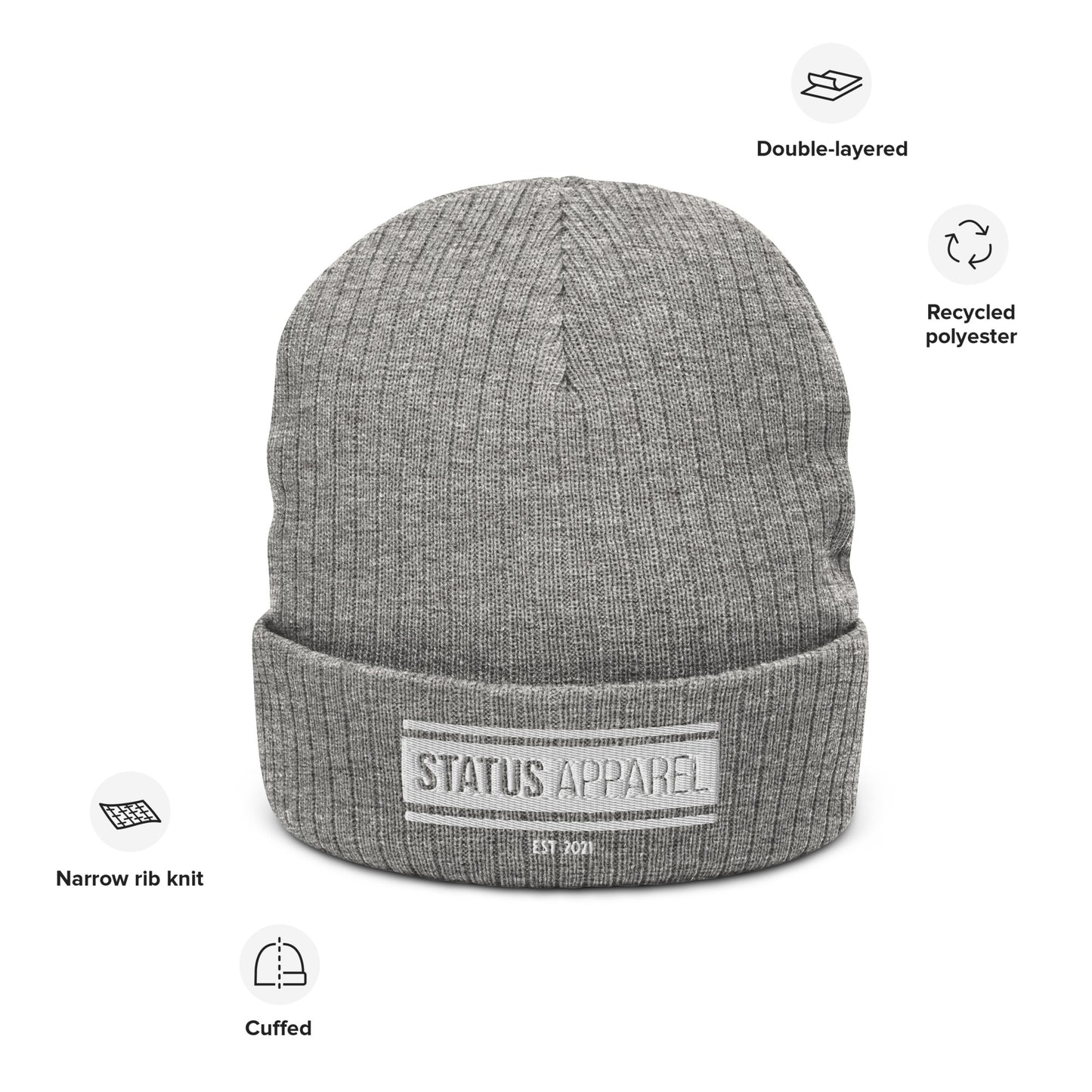 Status bar Ribbed knit beanie