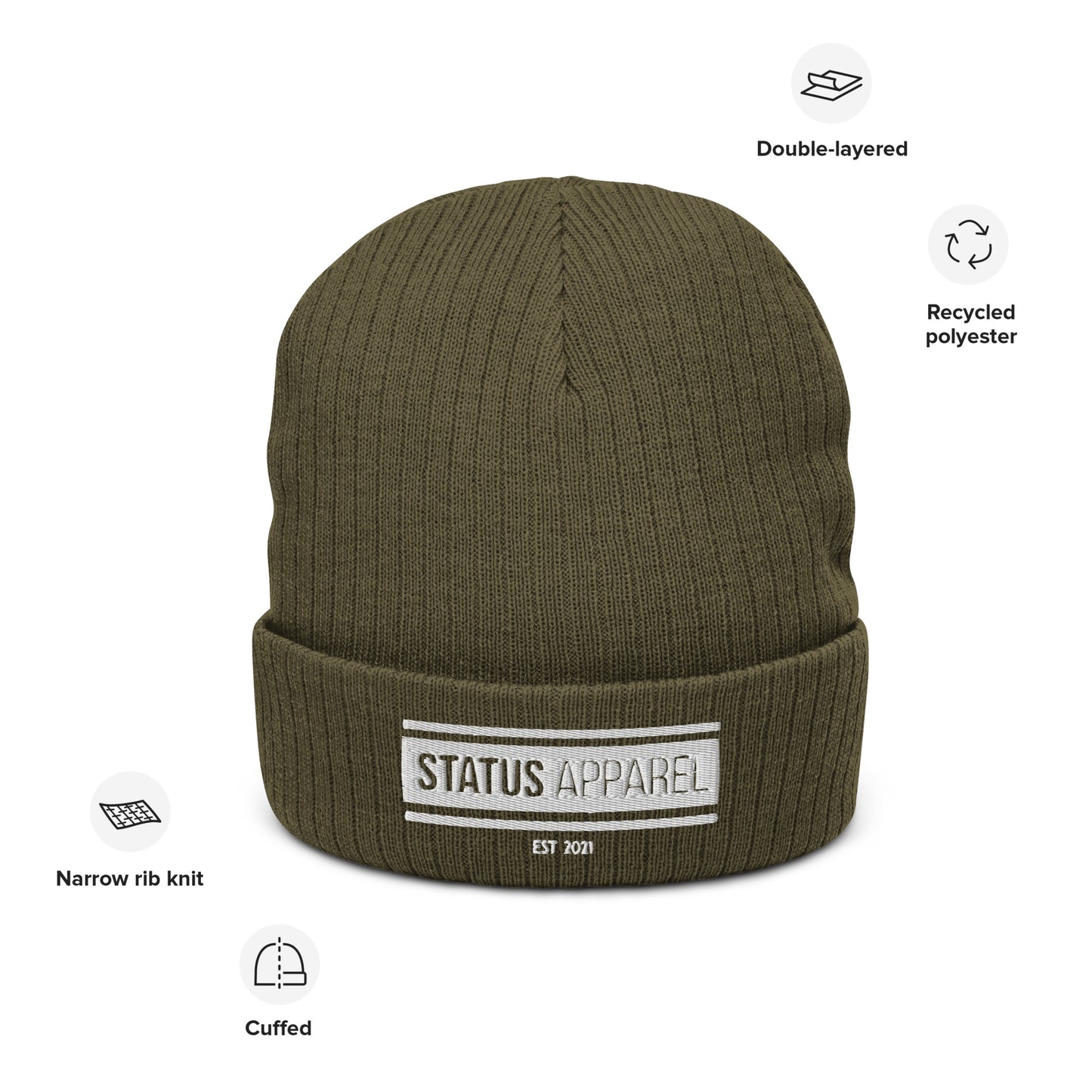 Status bar Ribbed knit beanie